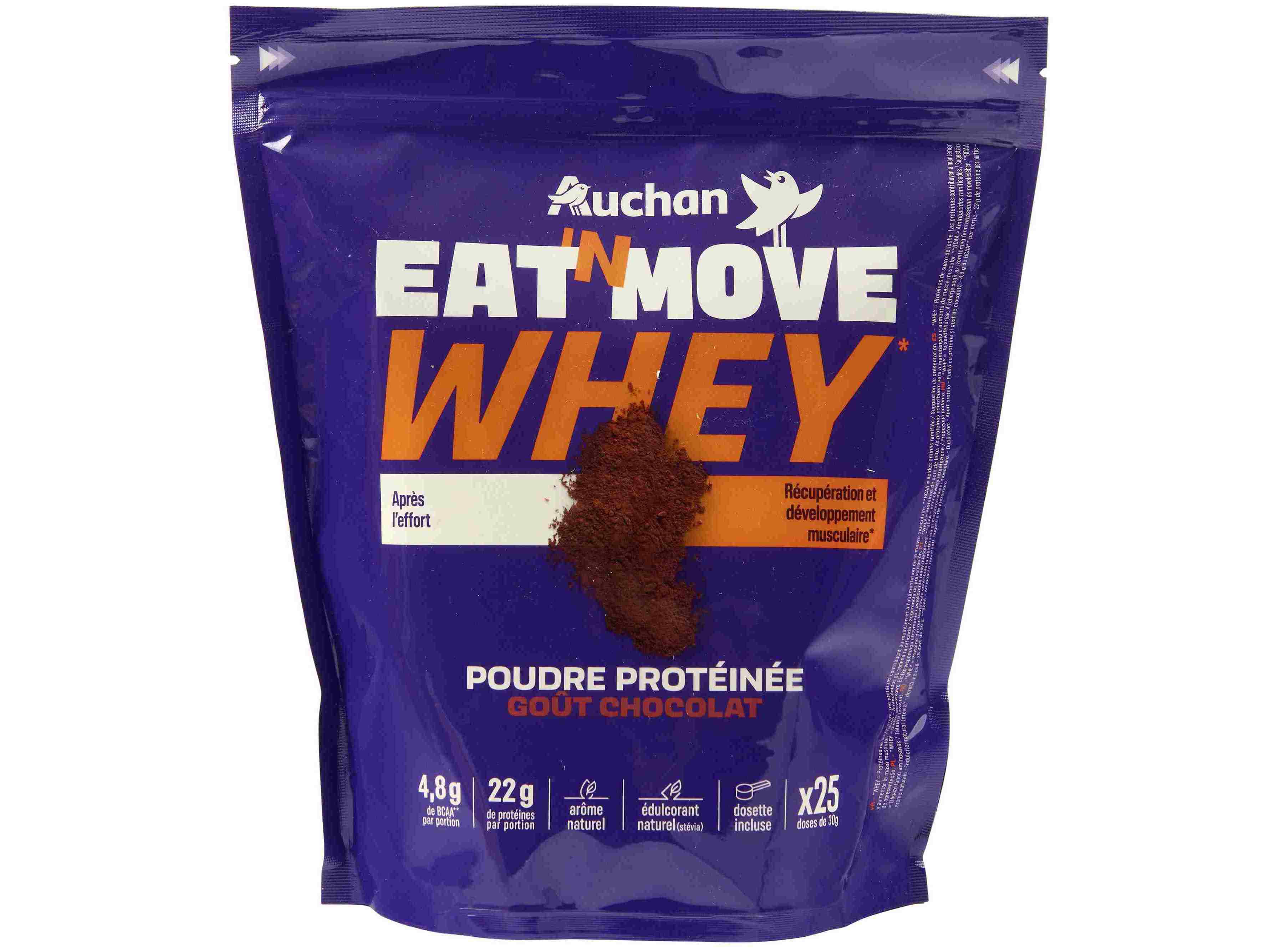 PROTE&Iacute;NA WHEY AUCHAN EAT'N MOVE CHOCOLATE 750G image number 0