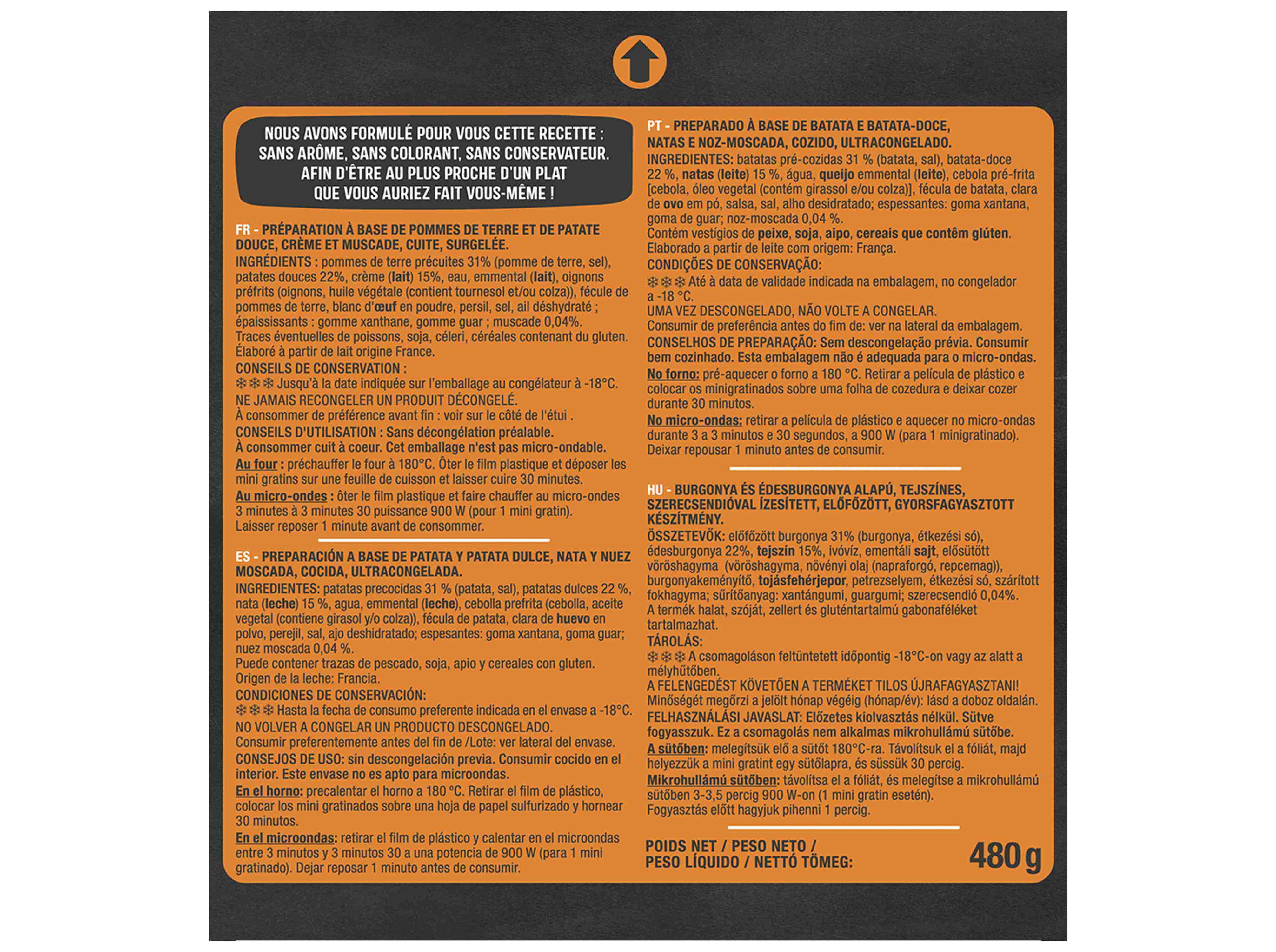 MINI GRATINADOS AUCHAN BATATA DOCE 480G image number 1