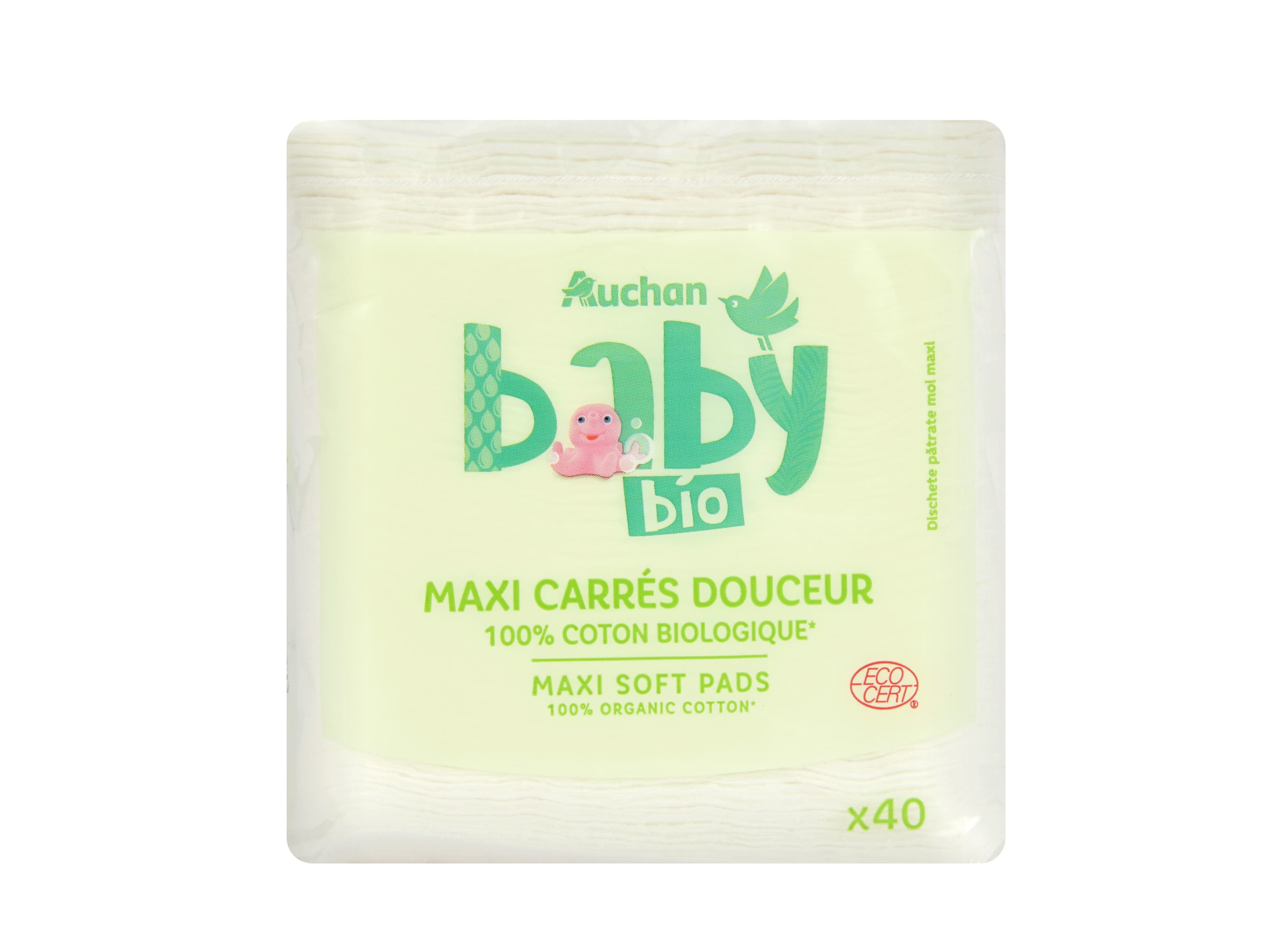 QUADRADOS AUCHAN BABY BIO 100% ALGOD&Atilde;O 40UN