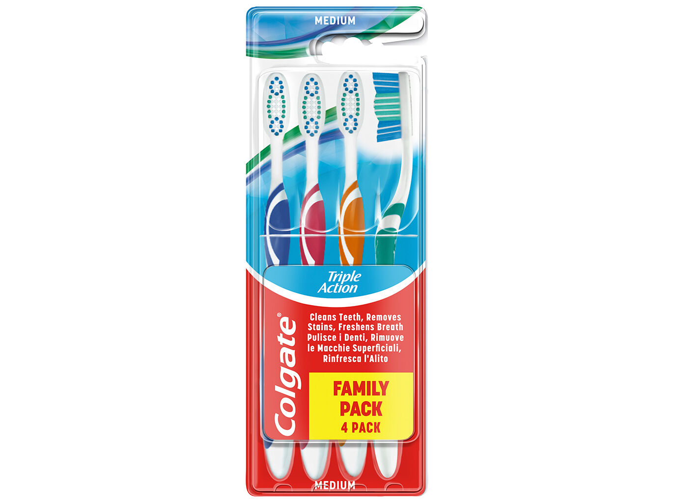 Escova de Dentes Tripla A&ccedil;&atilde;o M&eacute;dia Colgate Pack 4
