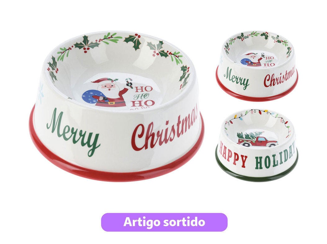 COMEDOURO C&Atilde;O DOGS COLLECTION NATAL CER&Acirc;MICA 17CM MODELOS SORTIDOS image number 0