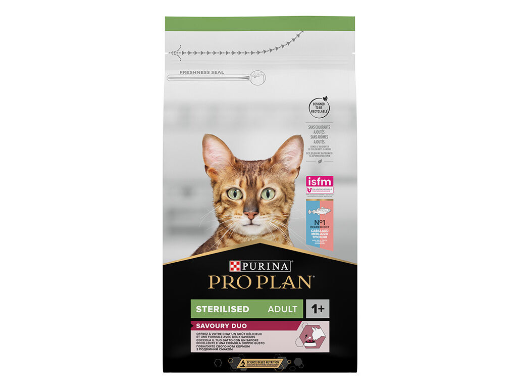 RA&Ccedil;&Atilde;O GATO PRO PLAN ESTERILIZ BACALHAU/TRUTA 1.5KG image number 0