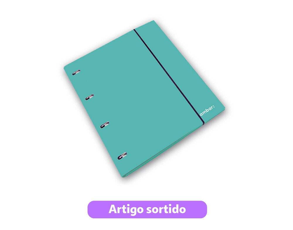 CAPA A4 AMBAR COM 4 ARGOLAS RECARGA E SEPARADORES CORES SORTIDAS image number 1