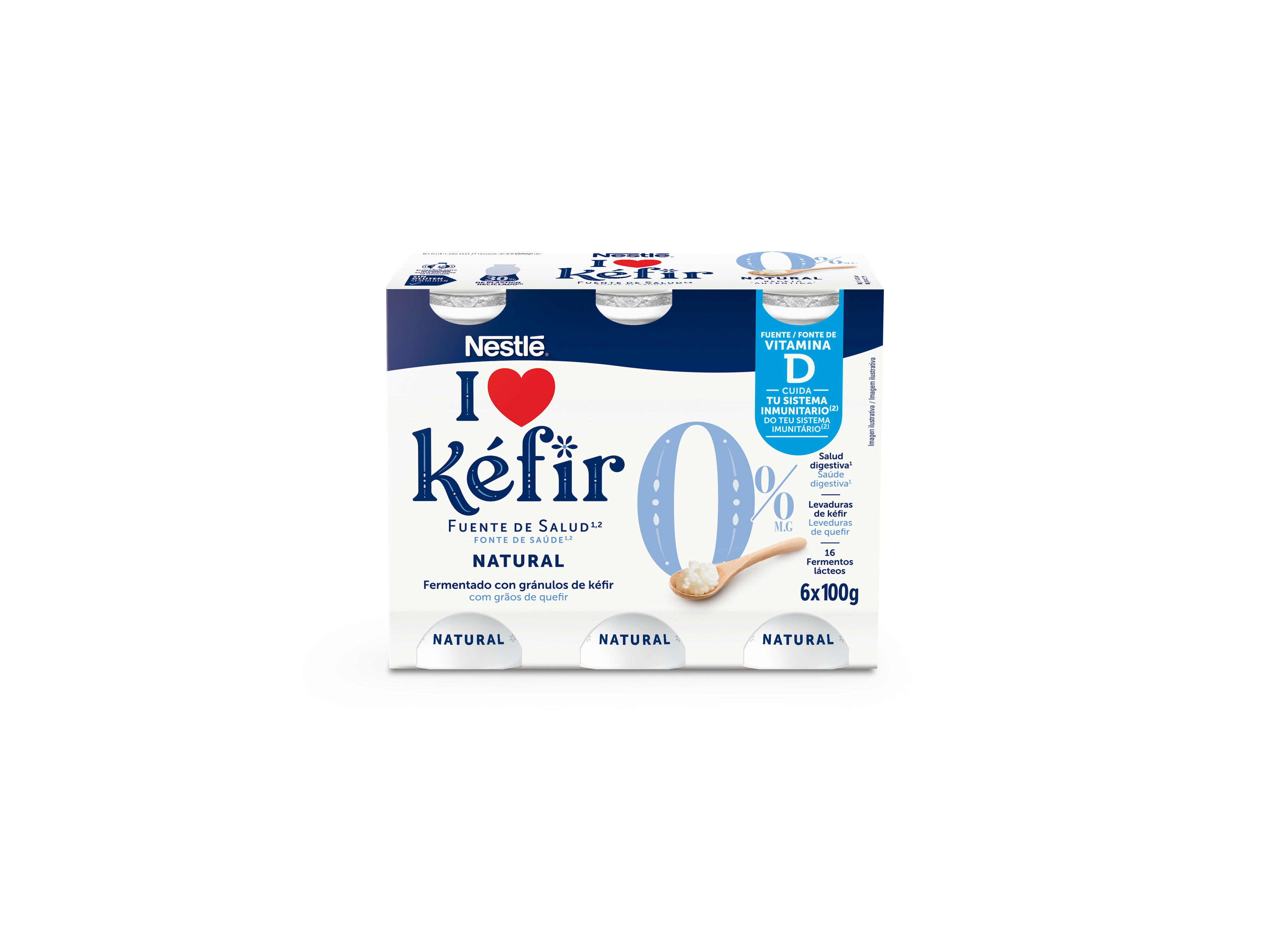 KEFIR NESTL&Eacute; NATURAL 0% 6X100G