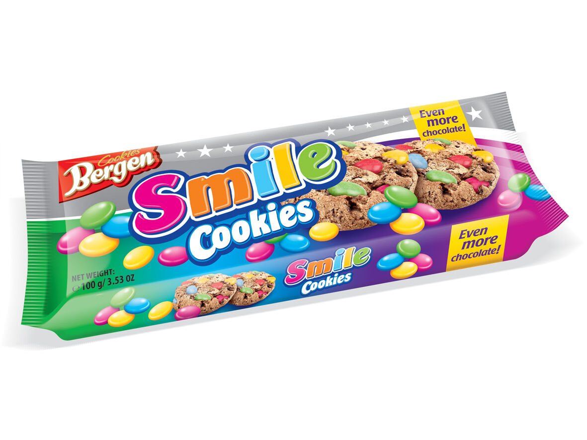 BOLACHAS COOKIES BERGEN SMILE COLOR 100G image number 0