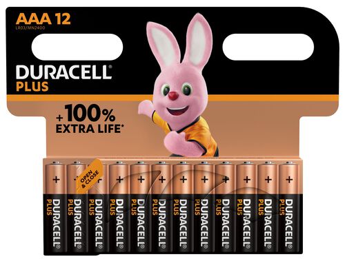 PILHA ALCALINA DURACELL PLUS AAA LR03 PACK 12 UNIDADES image number 0