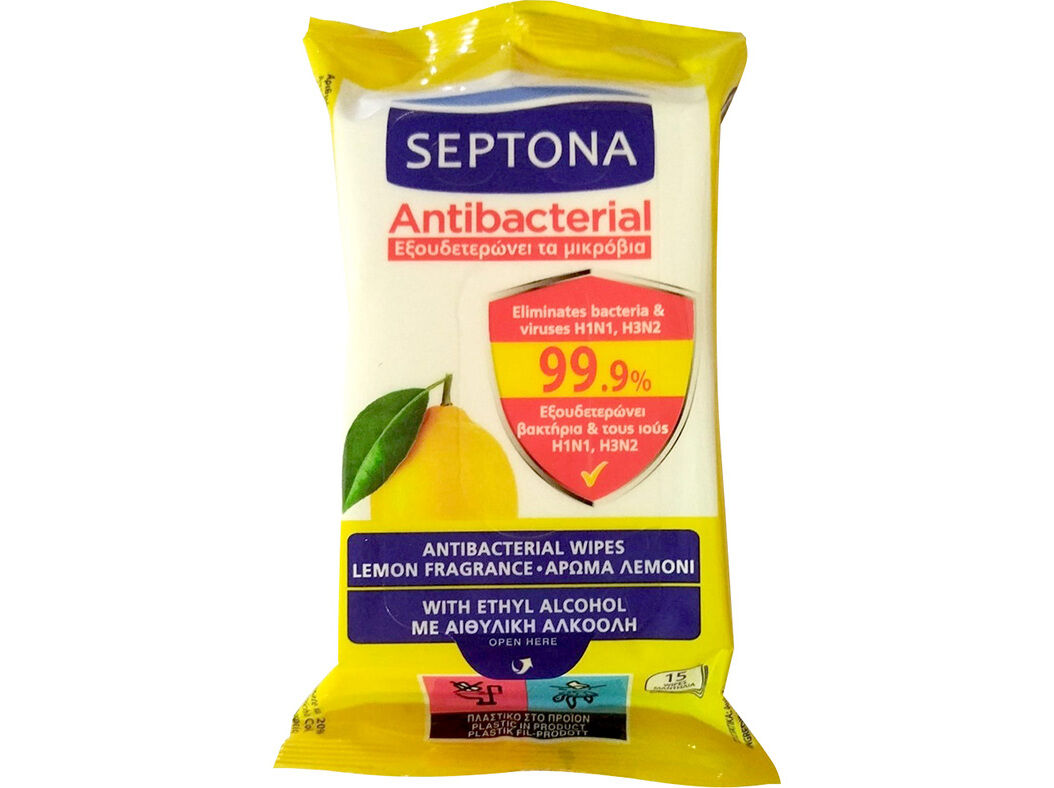 TOALHITAS SEPTONA ANTIBACTERIANAS LIM&Atilde;O 15UN