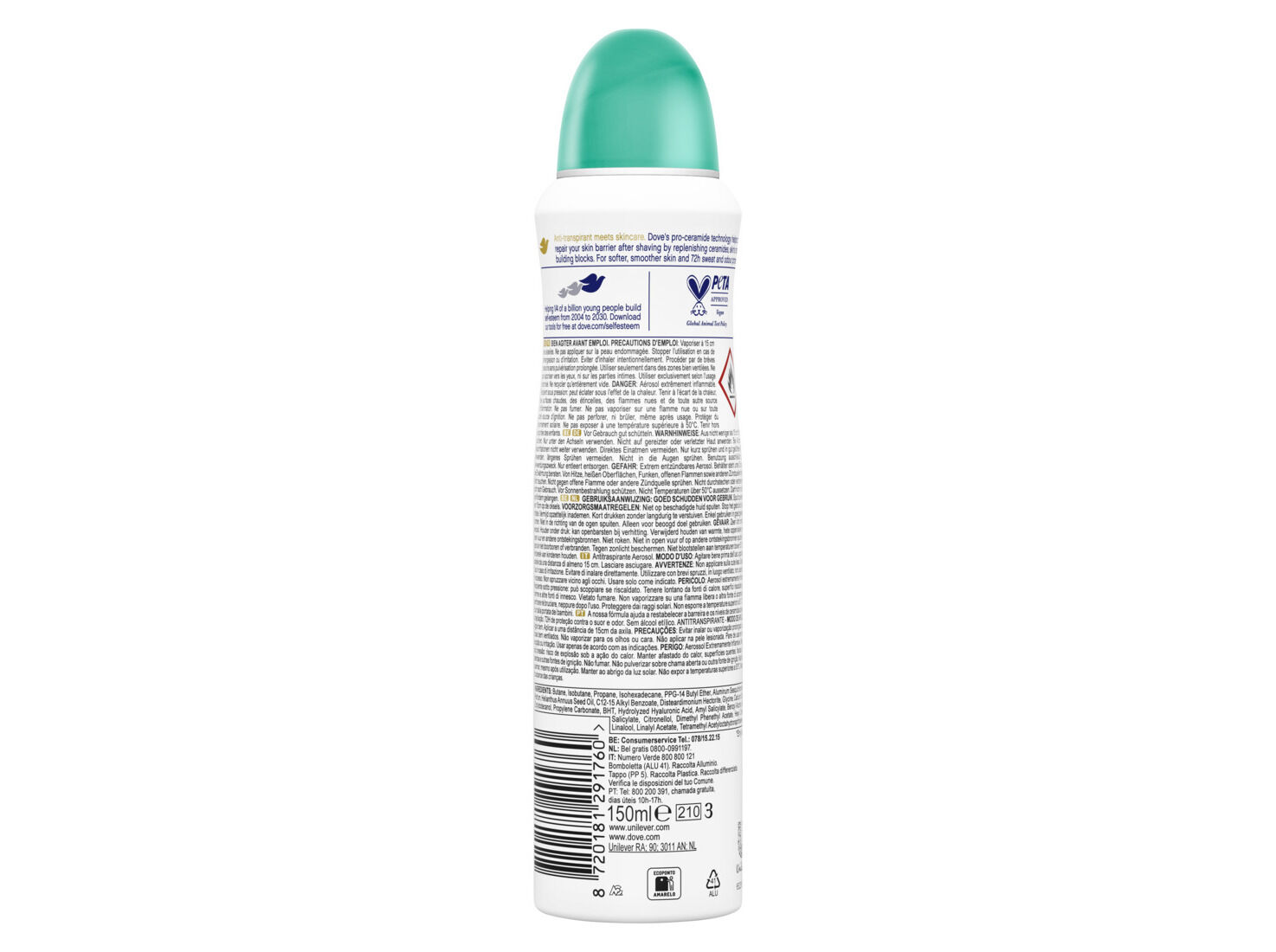 DESODORIZANTE SPRAY DOVE PEAR & ALOE VERA 72H 150ML image number 1