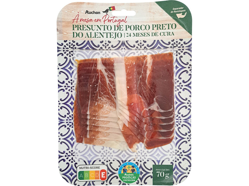 PRESUNTO DE PORCO PRETO AUCHAN &Agrave; MESA EM PORTUGAL CULTIVAMOS O BOM ALENTEJO 24 MESES CURA 70 G
