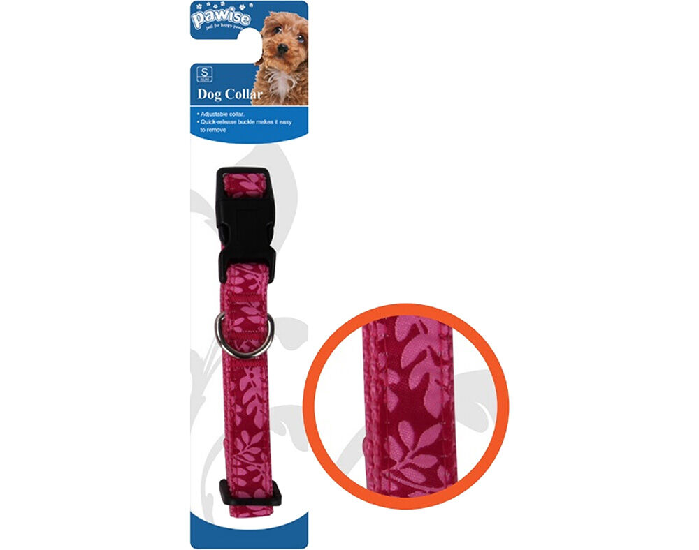 COLEIRA PARA C&Atilde;O PAWISE FLORES ROSA TAMANHO XS 15-25CM/10MM