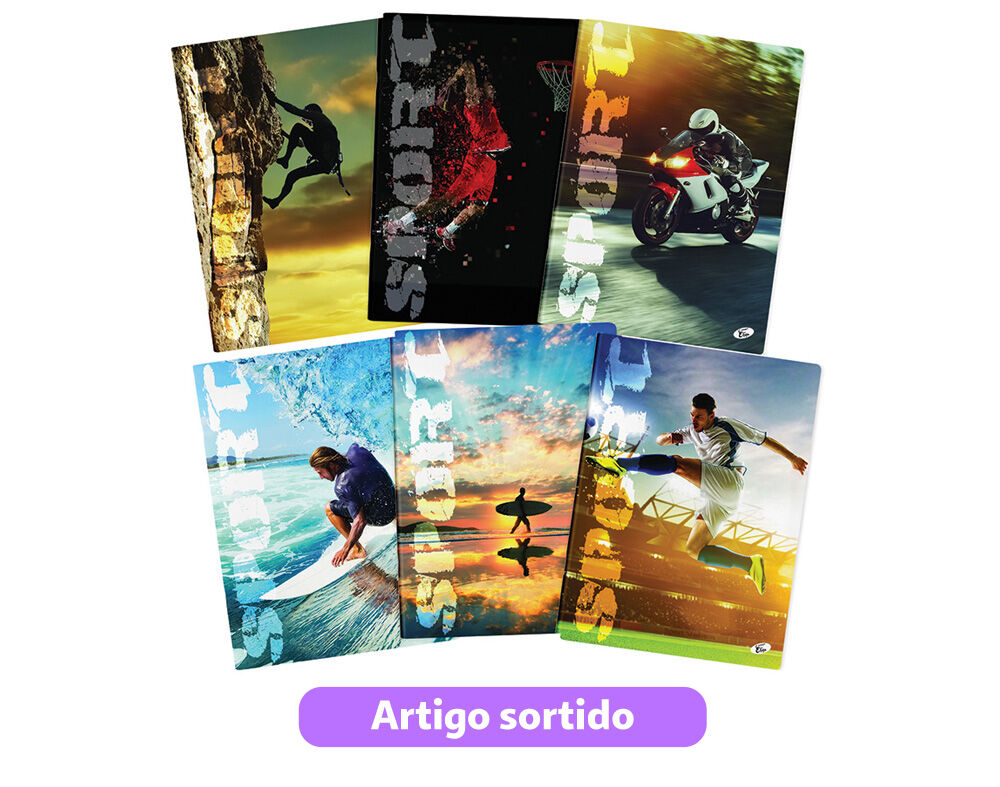 CADERNO AGRAFADO PAUTADO A4 SPORTS 48 FOLHAS MODELOS SORTIDOS image number 0