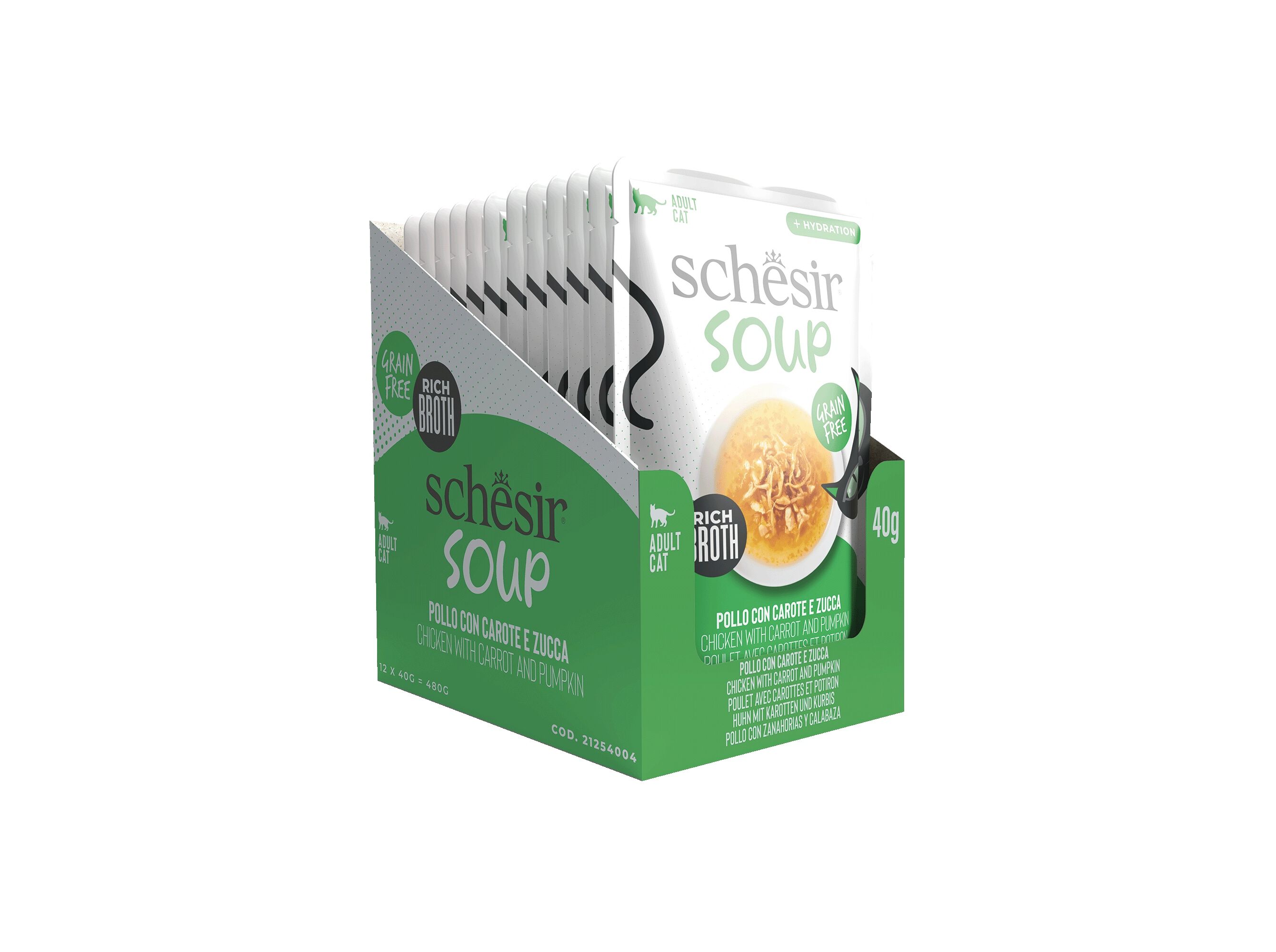 COMIDA H&Uacute;MIDA PARA GATO SCHESIR SOUP FRANGO / CENOURA 40G image number 1