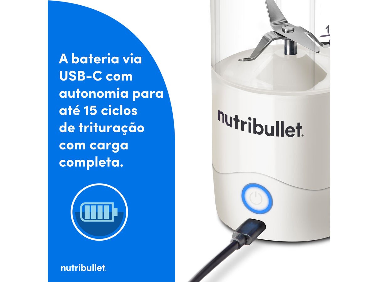 LIQUIDIFICADORA NUTRIBULLET PORTABLE NBP003W BRANCO 475ML image number 2