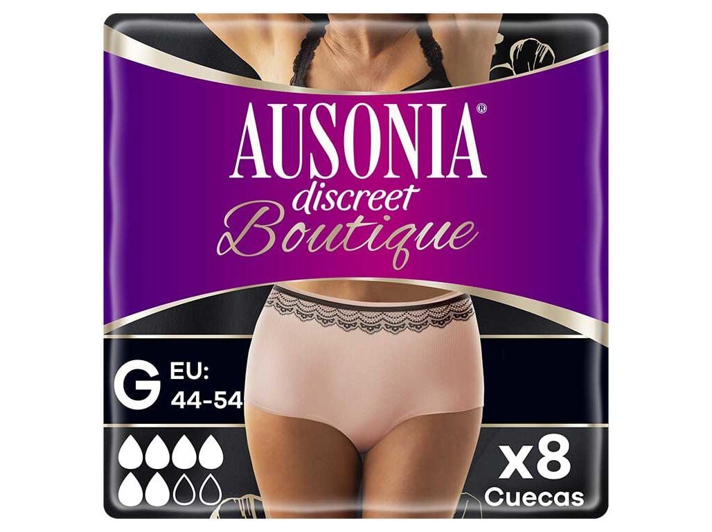 CUECAS INCONTIN&Ecirc;NCIA BOUTIQUE PLUS TAMANHO GRANDE BEGE AUSONIA DISCREET 8 UN