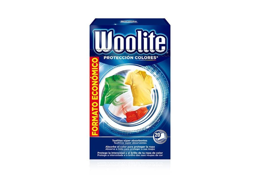 TOALHITAS ANTI TRANSFER&Ecirc;NCIA DE CORES WOOLITE 20 UNID