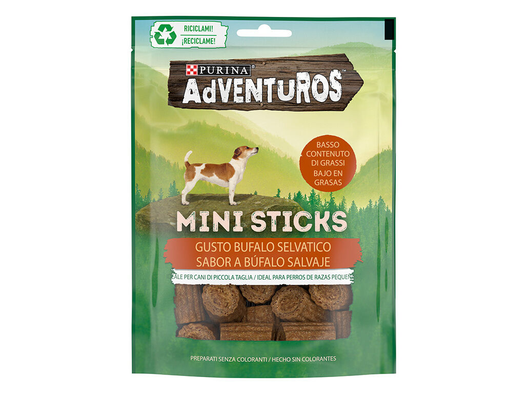 SNACK PARA C&Atilde;O ADVENTUROS MINI STICKS COM B&Uacute;FALO 90G image number 1