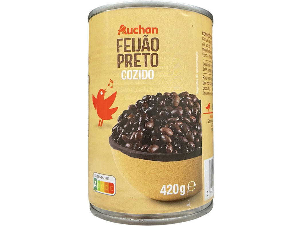 FEIJ&Atilde;O PRETO AUCHAN COZIDO 420(260)G image number 0