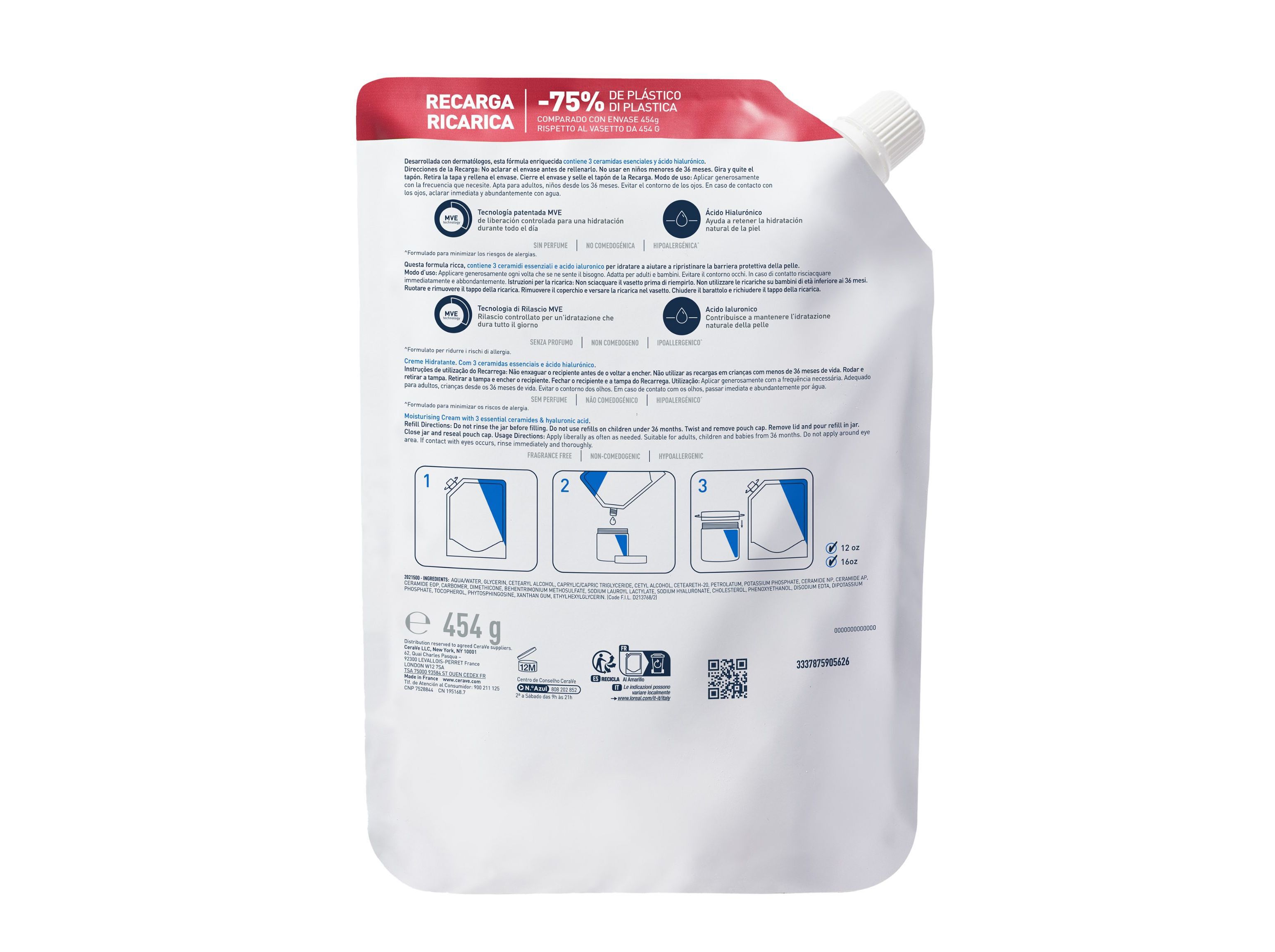 REFILL CERAVE CREME HIDRATANTE 454G image number 1