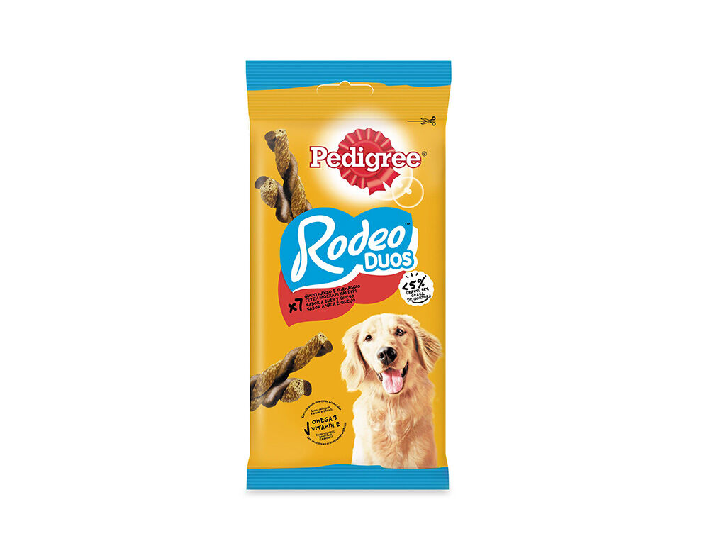 SNACKS PARA C&Atilde;O PEDIGREE RODEO DUOS COM VACA E QUEIJO 120G