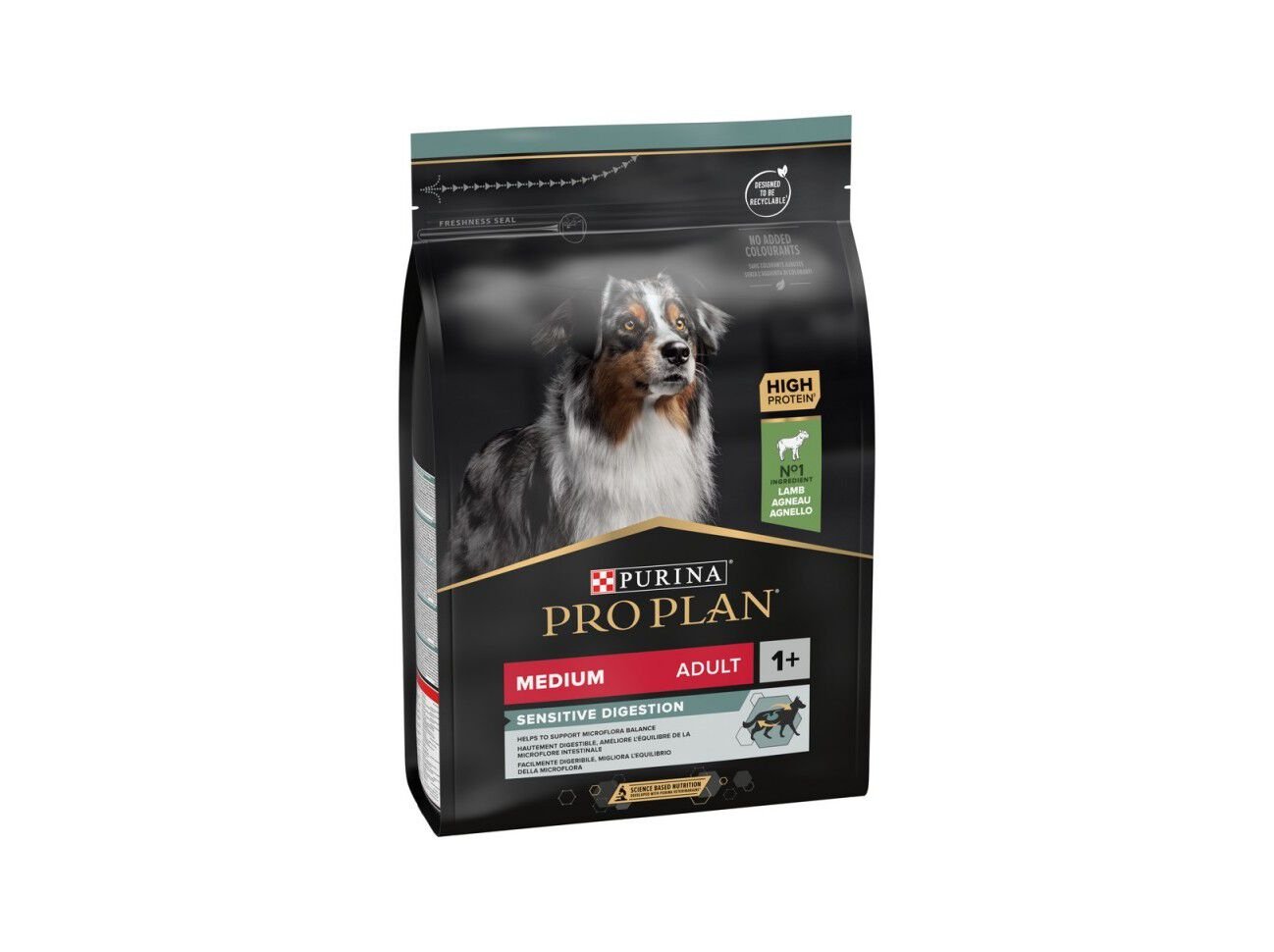 RA&Ccedil;&Atilde;O C&Atilde;O M&Eacute;DIO PRO PLAN DIGEST&Atilde;O SENS&Iacute;VEL BORREGO 3KG