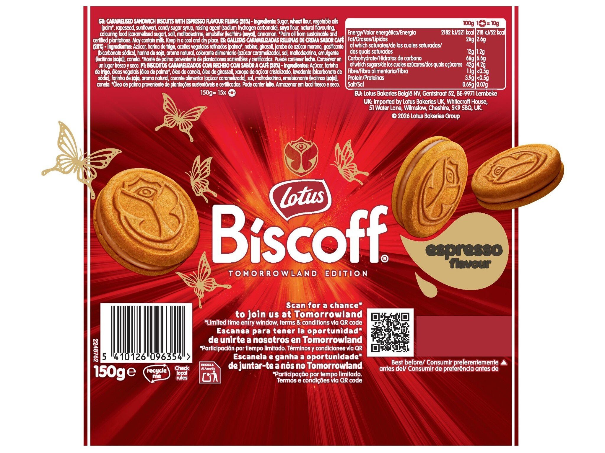 BOLACHAS RECHEADAS B&Iacute;SCOFF CAF&Eacute; EXPRESSO 150G image number 1