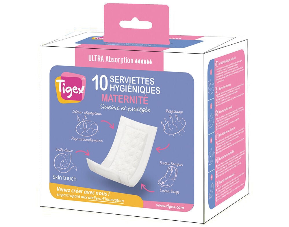 PENSOS HIGI&Eacute;NICOS PARA MATERNIDADE TIGEX PACK 10 UNIDADES