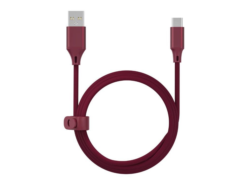 CABO TEXTIL QILIVE 600204150 1M USB-A TO USB-C BURGUNDY image number 0