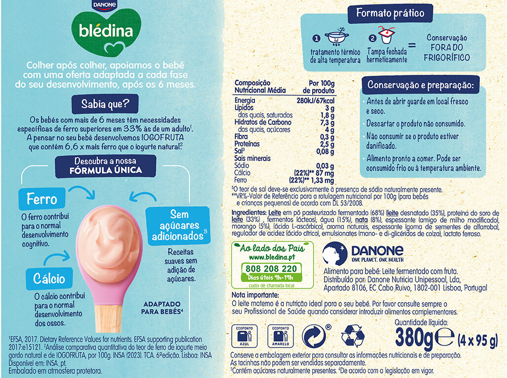 SOBREMESA L&Aacute;CTEA BLEDINA MORANGO 4X95G image number 1