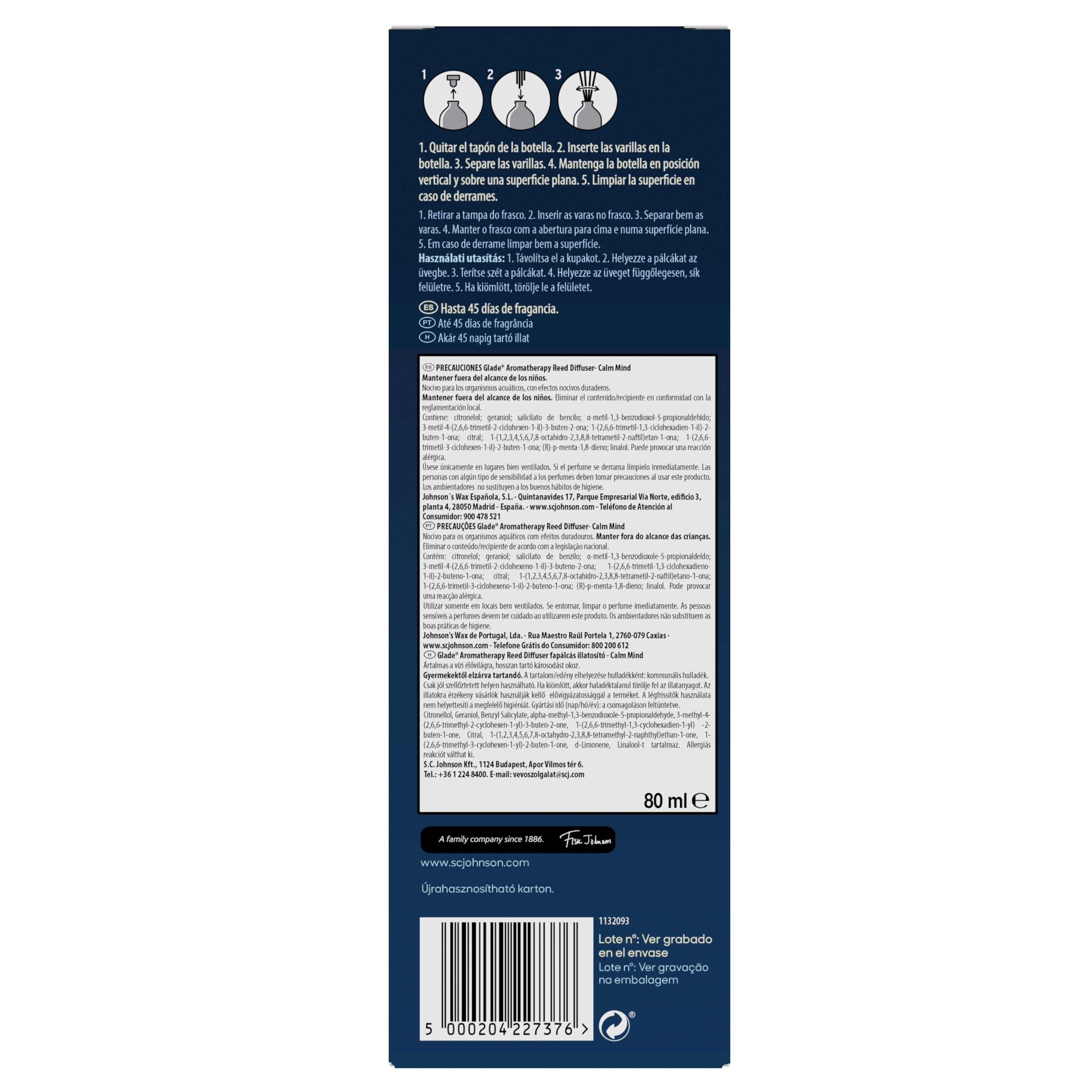 AMBIENTADOR GLADE STICK MOMENT OF ZEN BERGAMOTA 80ML image number 1