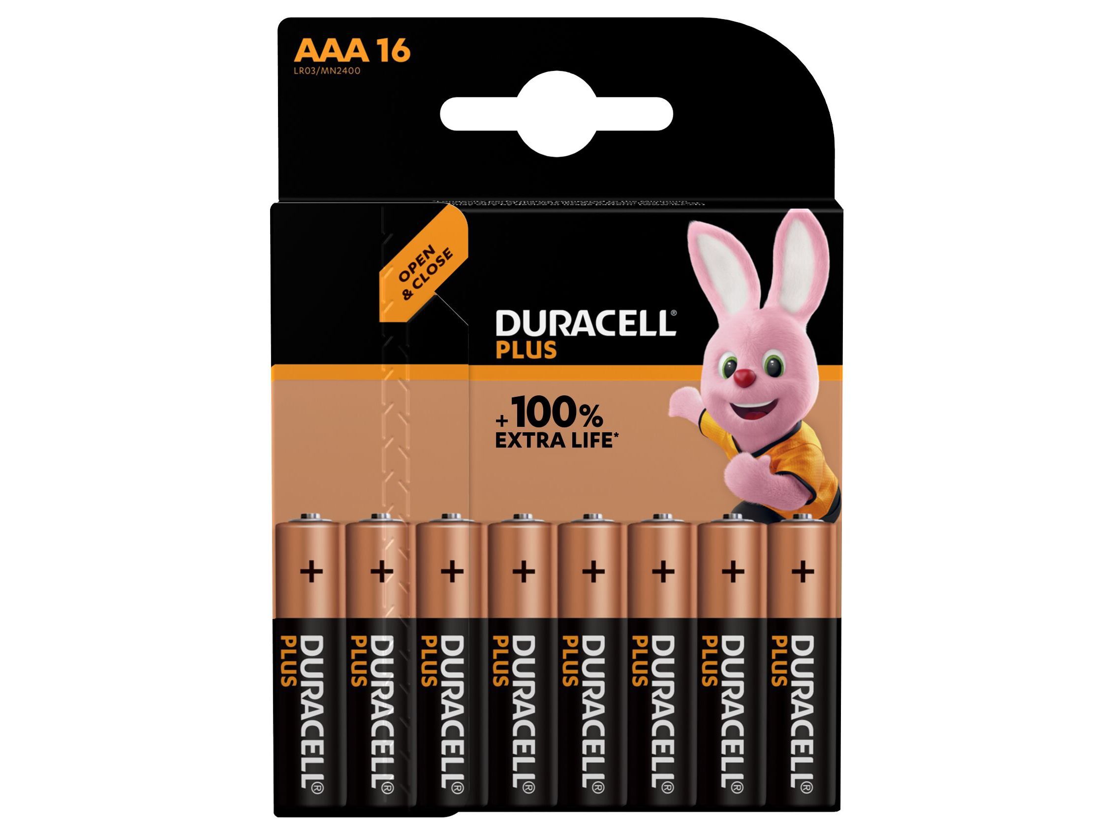 CONJUNTO DE PILHAS ALCALINA DURACELL PLUS AAA 16 UNIDADES image number 1