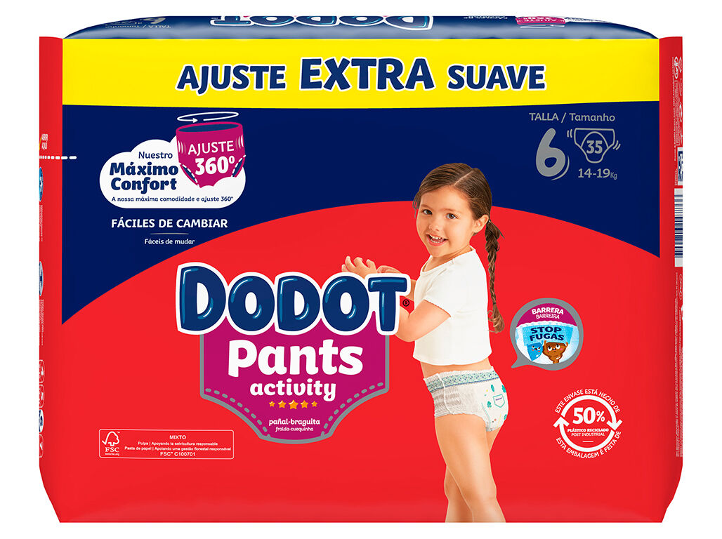 FRALDAS CUECA DODOT ACTIVITY EXTRA T6 14-19KG 35UN image number 1