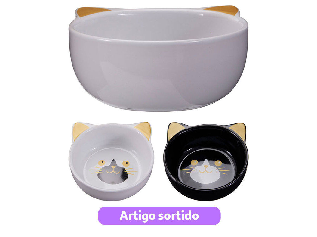 COMEDOURO PARA GATO CATS COLLECTION GATO CER&Acirc;MICA 350ML CORES SORTIDAS