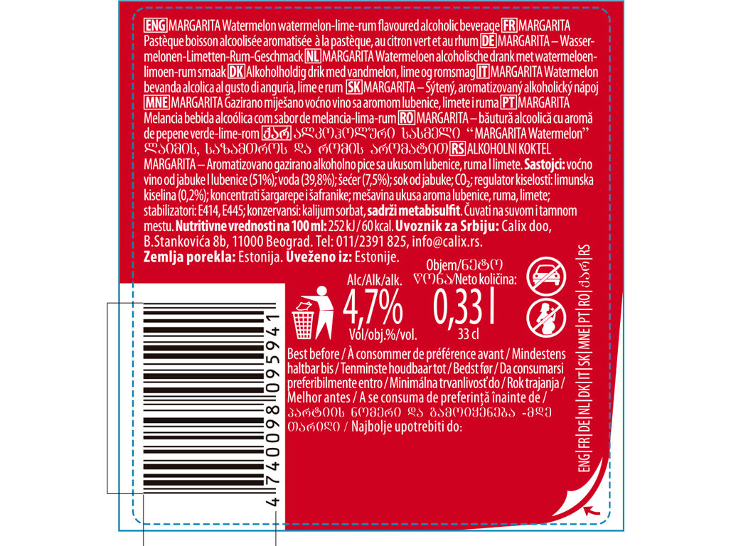 COCKTAIL LE COQ MARGARITA 0.33L image number 1