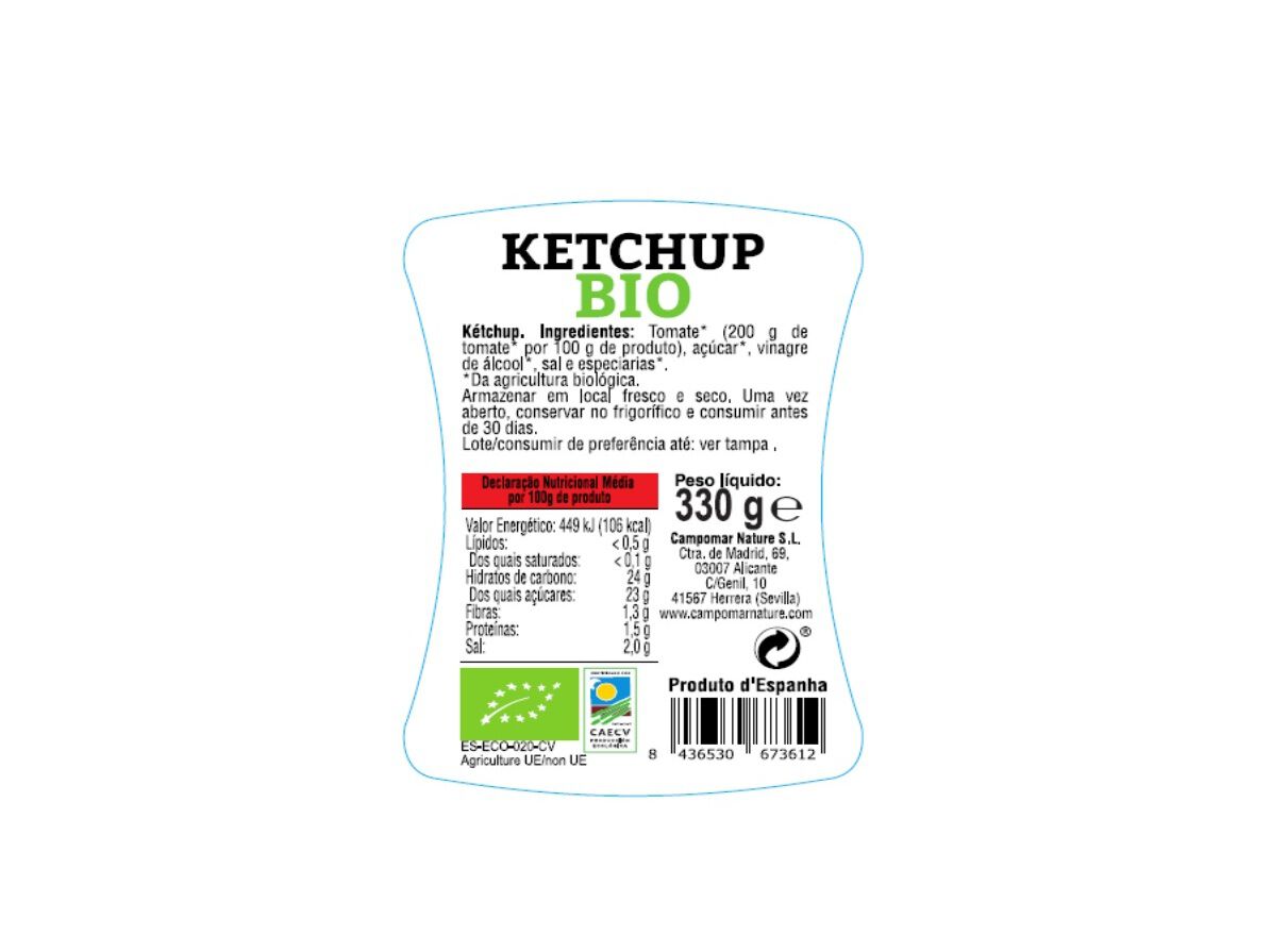 KETCHUP CAMPOMAR NATURE BIO 330G image number 1