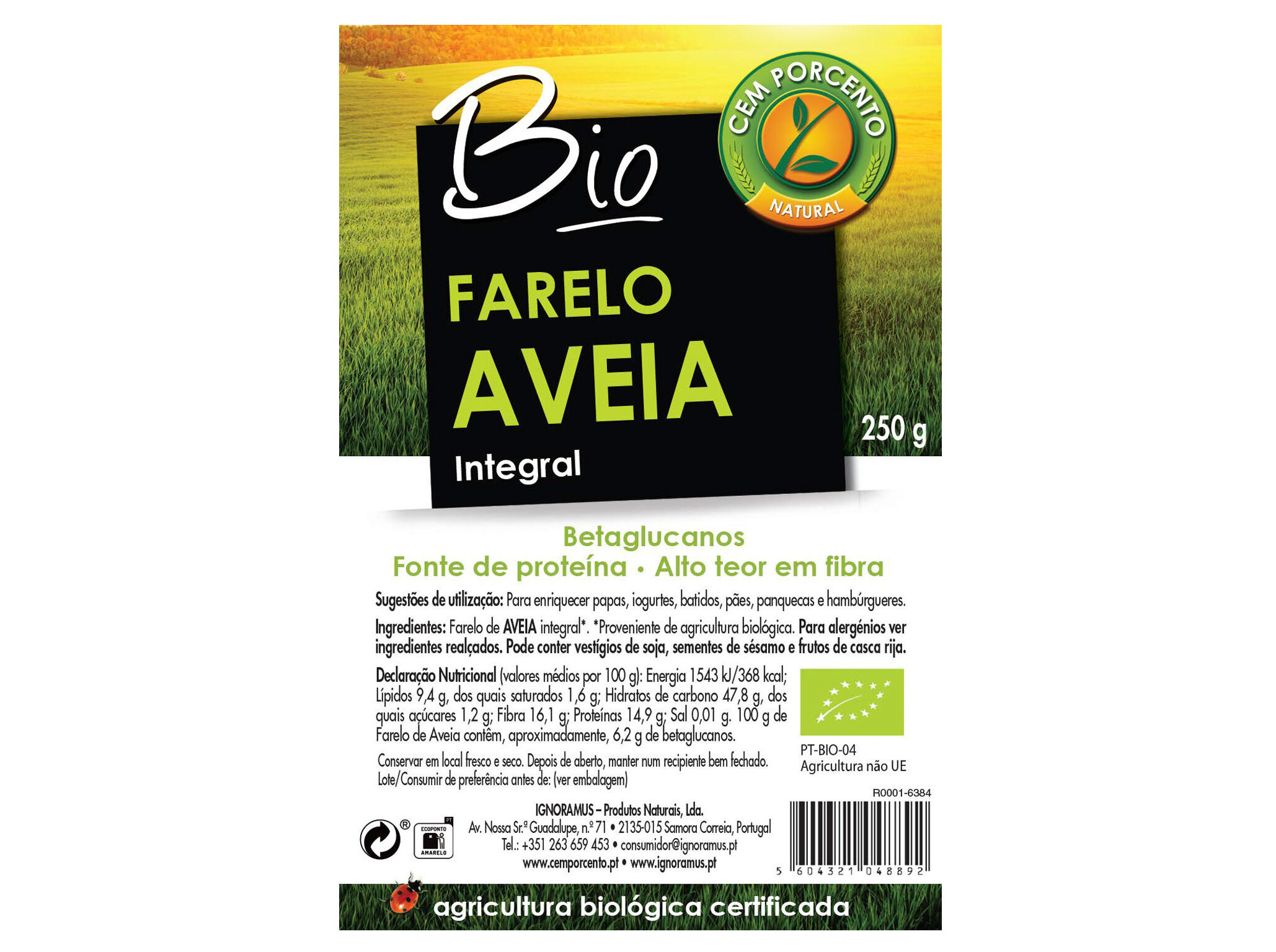 FARELO DE AVEIA BIO CEMPORCENTO 250G image number 1