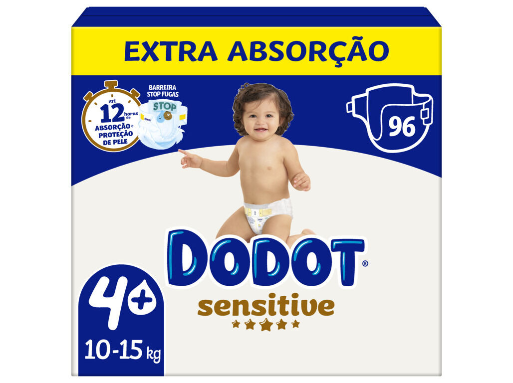 FRALDAS DODOT SENSITIVE EXTRA T4 10-15KG 96 UN image number 0