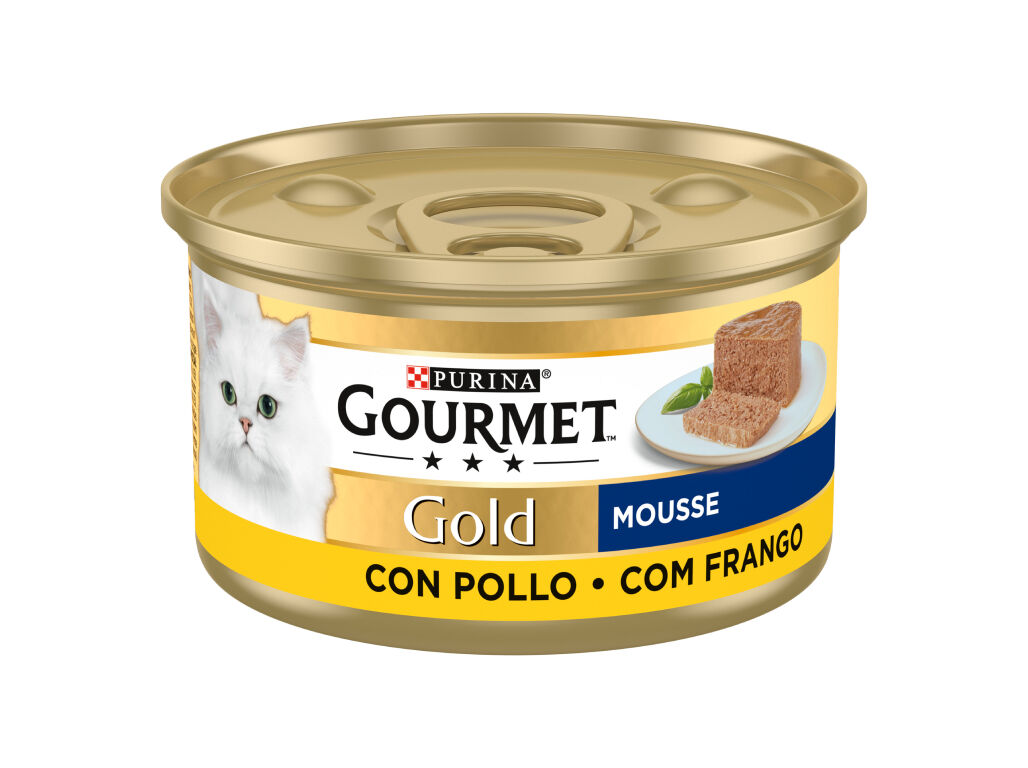 COMIDA H&Uacute;MIDA PARA GATO GOURMET GOLD MOUSSE COM FRANGO 85G image number 1