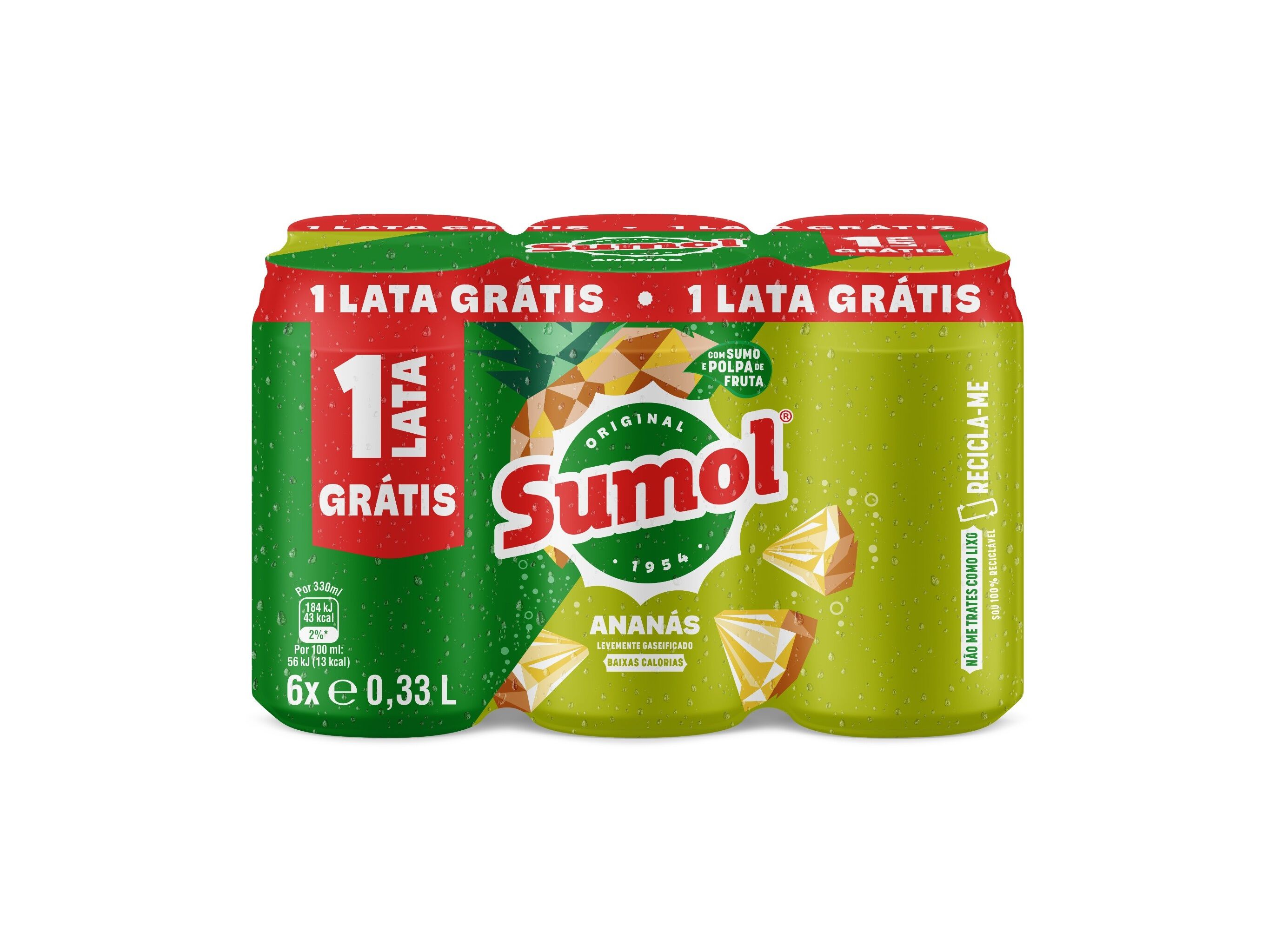 REFRIGERANTE COM G&Aacute;S SUMOL ANANAS LATA 6X0.33L (SDR)