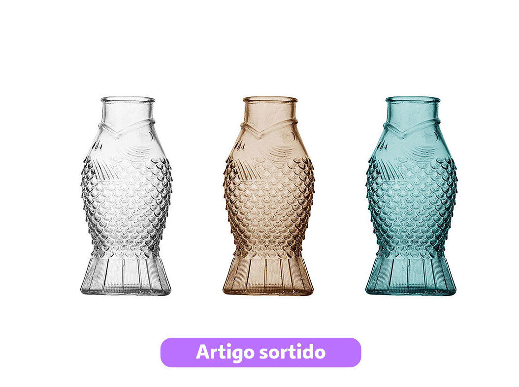 JARRA FORMA PEIXE VIDRO ACTUEL 18CM CORES SORTIDAS