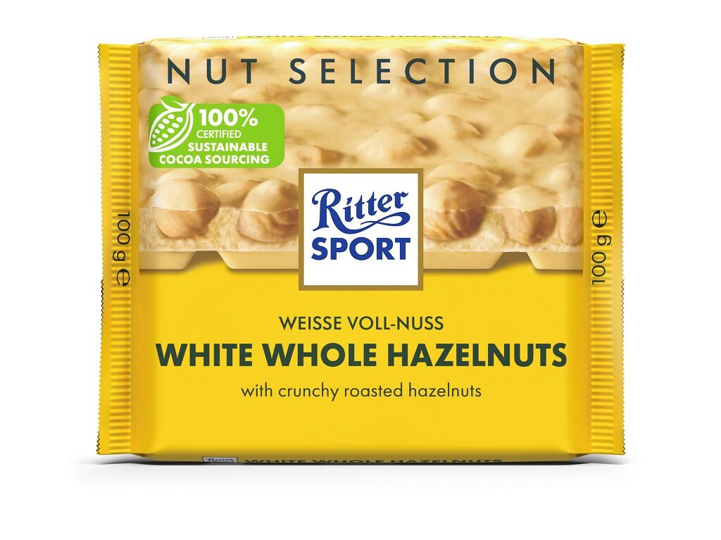 CHOCOLATE RITTER SPORT BRANCO AVEL&Atilde;S NUT SEL 100G image number 0