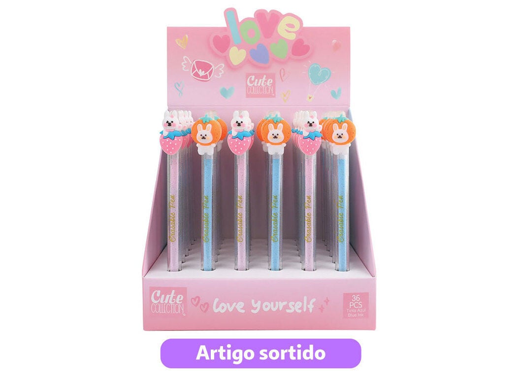 ESFEROGRAFICA GEL CUTE APAGAVEL COELHOS MODELOS SORTIDOS