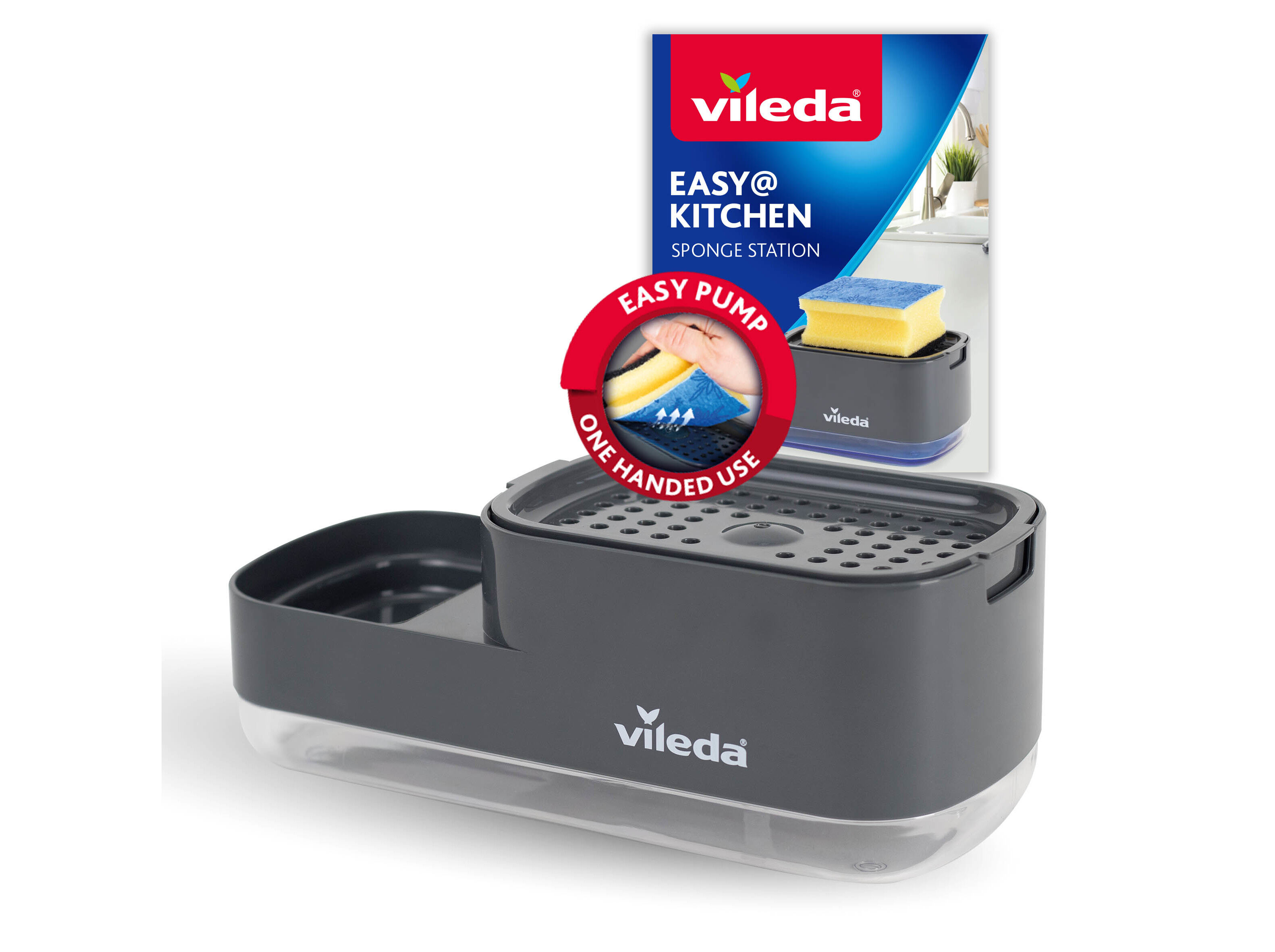 DISPENSADOR DETERGENTE VILEDA COM SUPORTE PARA ESPONJA