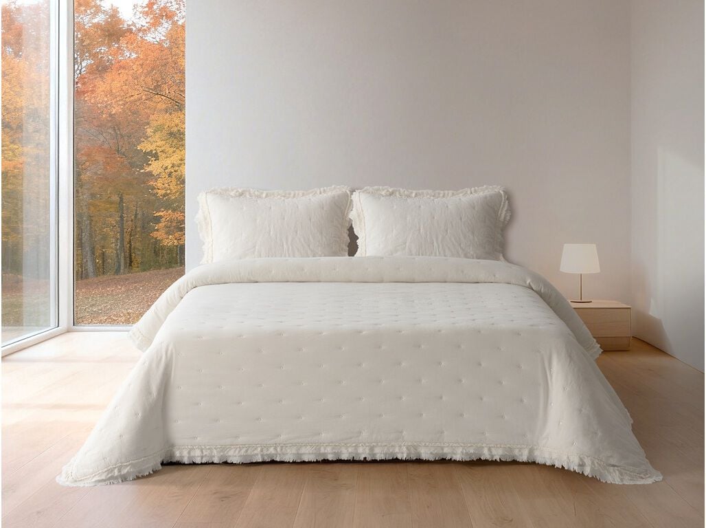 EDRED&Atilde;O ACOLCHOADO HOMESPECIAL BRANCO COM FRANJA 240X260CM