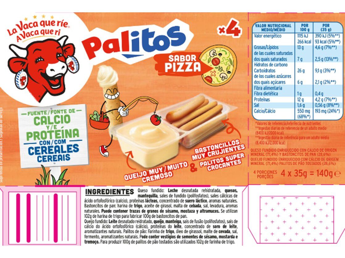 QUEIJO A VACA QUE RI PALITOS PIZZA 4X35GR image number 1