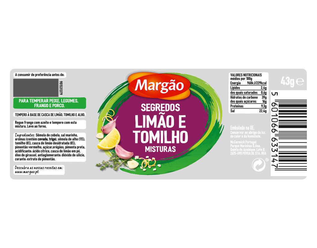 SEGREDOS MARG&Atilde;O TOMILHO E LIM&Atilde;O 43G image number 1