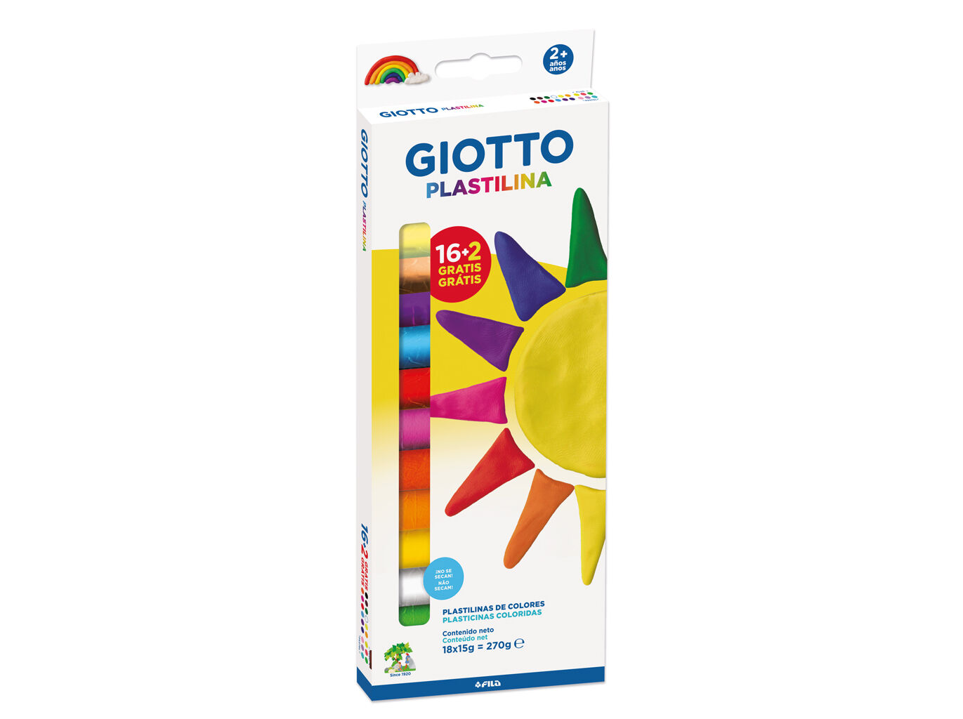 PLASTICINA GIOTTO 16+2 OFERTA CORES SORTIDAS