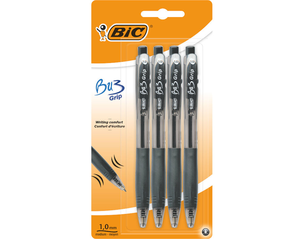 ESFEROGR&Aacute;FICA BIC BU3 GRIP PRETA 4 UNIDADES image number 0