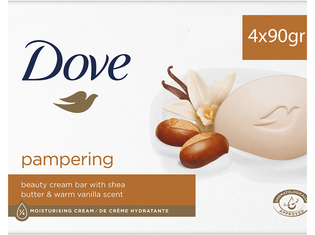 SABONETE S&Oacute;LIDO DOVE MANTEIGA KARIT&Eacute; 4X90G