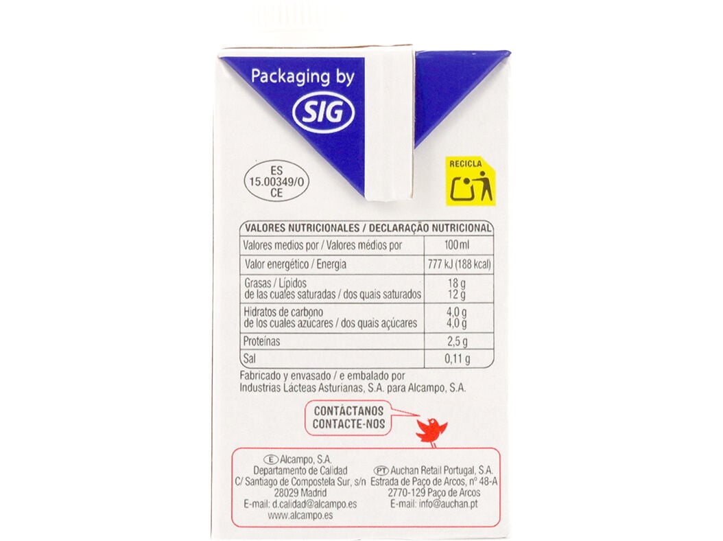 NATA UHT AUCHAN PARA COZINHAR 500ML image number 2