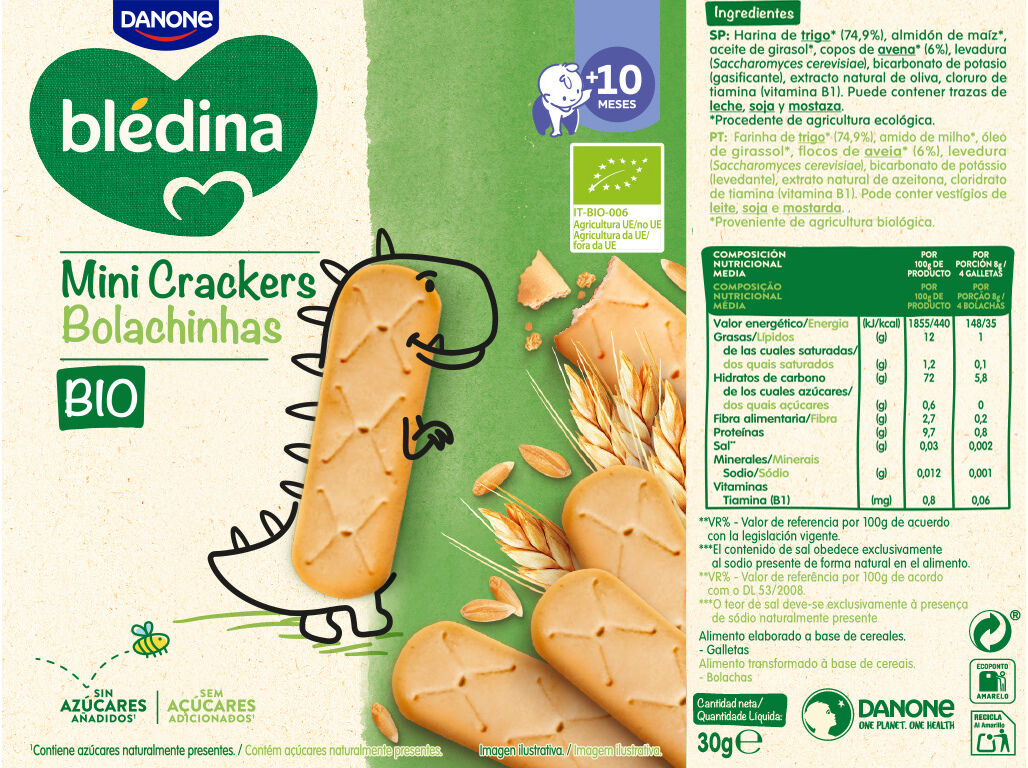 BOLACHAS BL&Eacute;DINA MINI CRACKERS BIO 30G image number 1